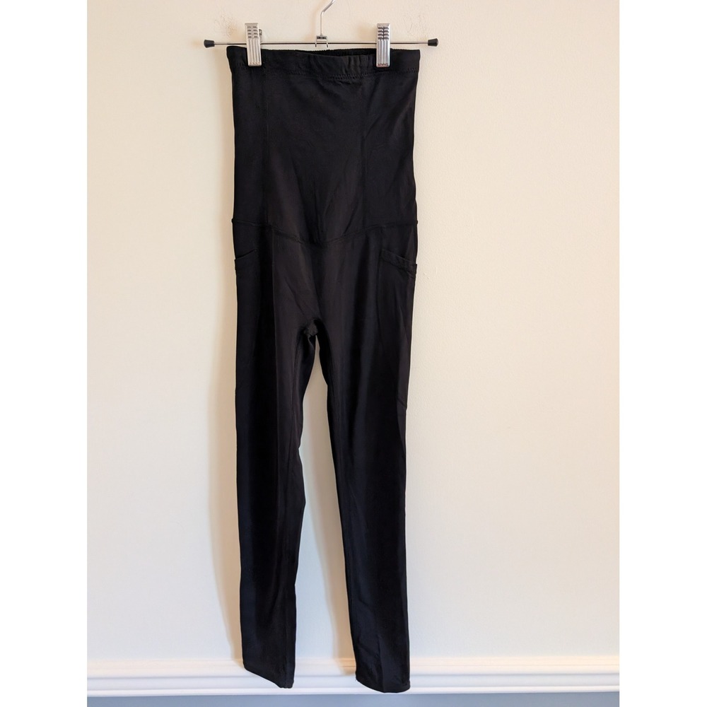 Babybub Maternity Black Over the Belly High Waisted Leggings with Pockets XS